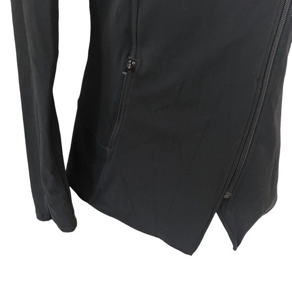 Athleta Bliss Out Asymmetric Zip Cowl Neck Gray Mesh Back Jacket Size XXS - Picture 8 of 12